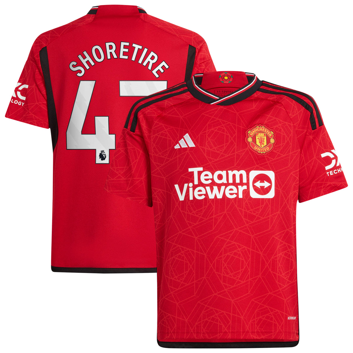 Manchester United EPL adidas Home Shirt 2023-24 - Kids with Shoretire 47 printing - Kit Captain