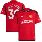 Manchester United EPL adidas Home Shirt 2023-24 - Kids with McTominay 39 printing - Kit Captain