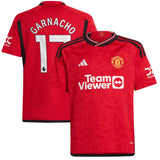 Manchester United EPL Home Shirt 2023-24 - Kids with Garnacho 17 printing - Kit Captain