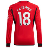 Manchester United EPL adidas Home Shirt 2023-24 - Kids - Long Sleeve with Casemiro 18 printing - Kit Captain