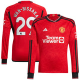 Manchester United EPL adidas Home Shirt 2023-24 - Kids - Long Sleeve with Wan-Bissaka 29 printing - Kit Captain