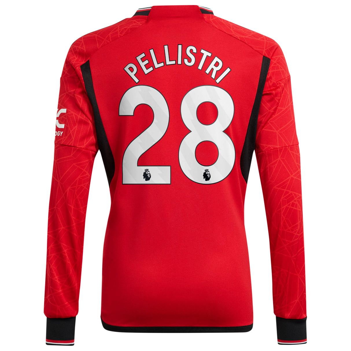 Manchester United EPL adidas Home Shirt 2023-24 - Kids - Long Sleeve with Pellistri 28 printing - Kit Captain