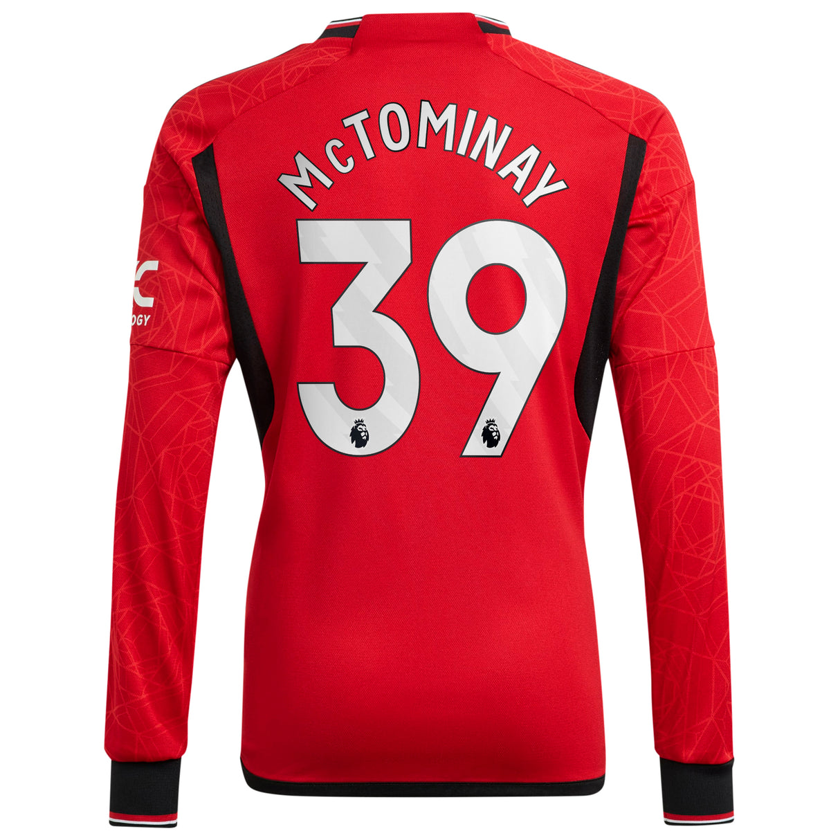 Manchester United EPL adidas Home Shirt 2023-24 - Kids - Long Sleeve with McTominay 39 printing - Kit Captain