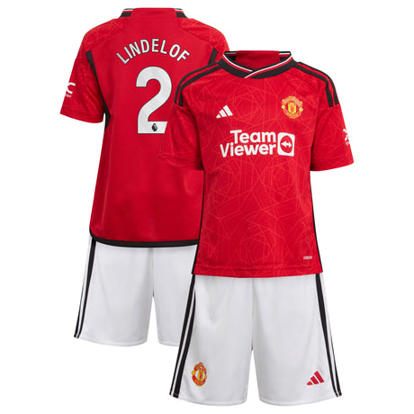 Manchester United EPL adidas Home Minikit 2023-24 with Lindelof 2 printing - Kit Captain