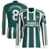 Manchester United EPL adidas Away Shirt 2023-24 - Long Sleeve with B.Fernandes 8 printing - Kit Captain