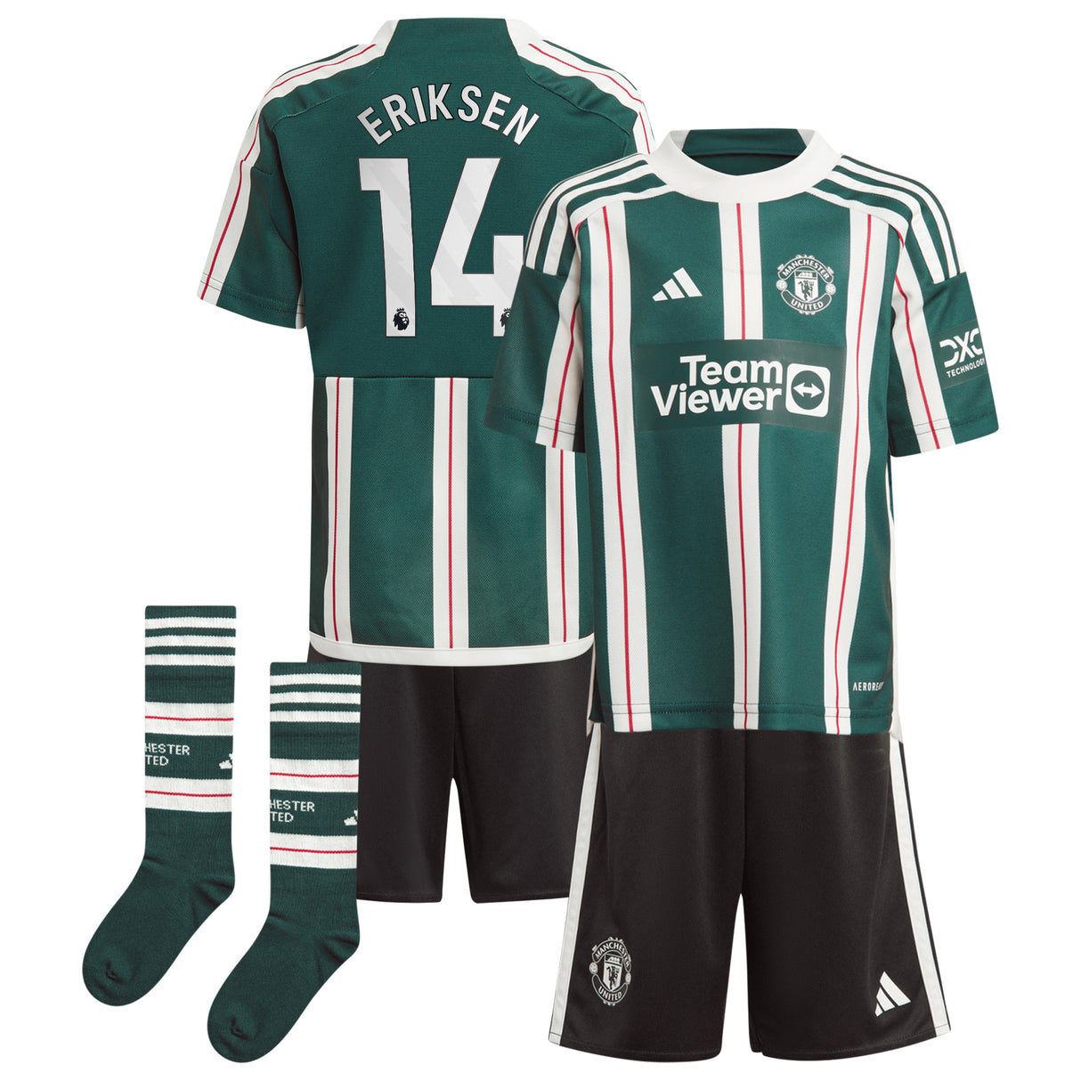 Manchester United EPL adidas Away Minikit 2023-24 with Eriksen 14 printing - Kit Captain