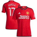 Manchester United WSL adidas Home Authentic Shirt 2023-24 with L. Garcia 17 printing - Kit Captain