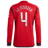 Manchester United WSL adidas Home Authentic Shirt 2023-24 - Long Sleeve with Le Tissier 4 printing - Kit Captain