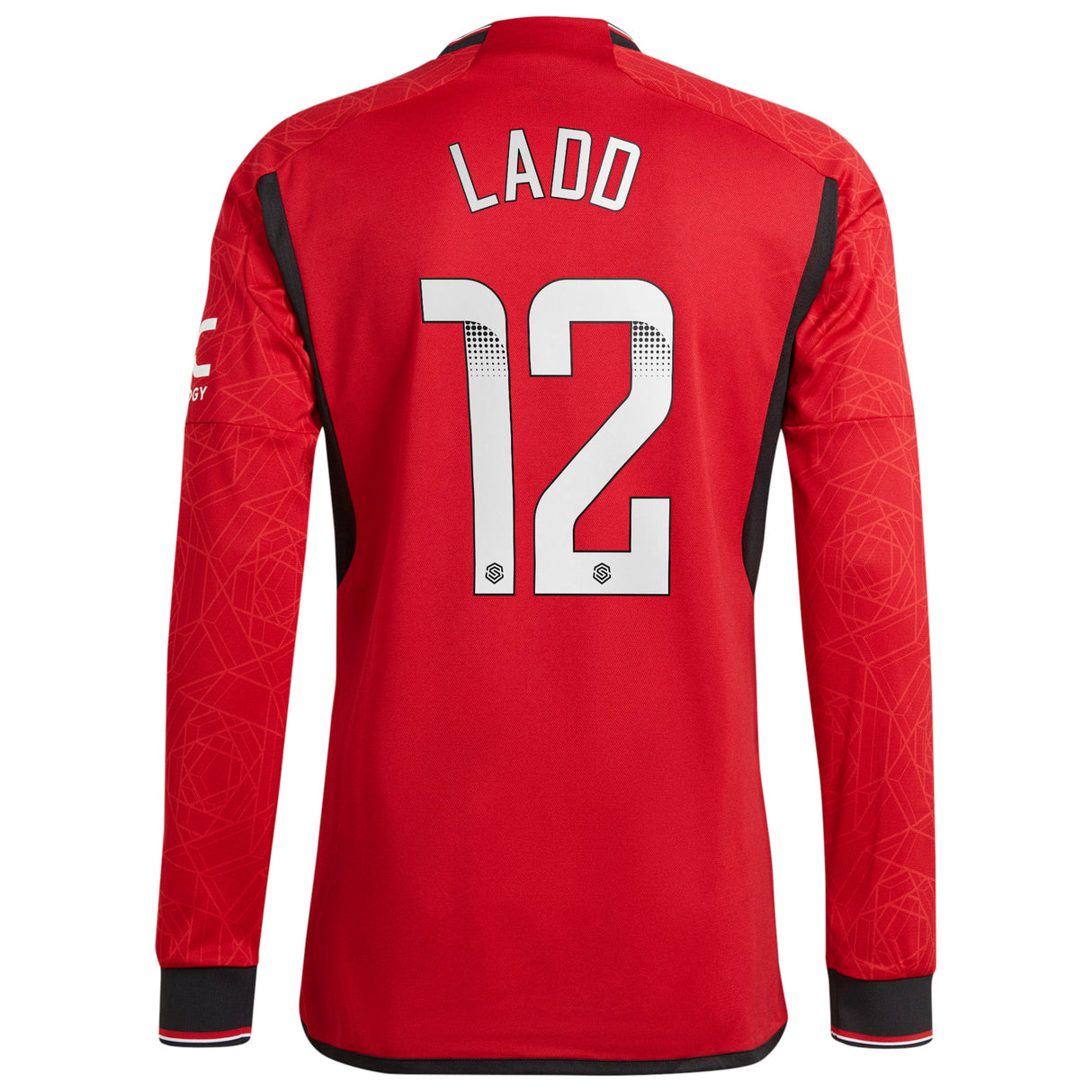 Manchester United WSL adidas Home Authentic Shirt 2023-24 - Long Sleeve with Ladd 12 printing - Kit Captain