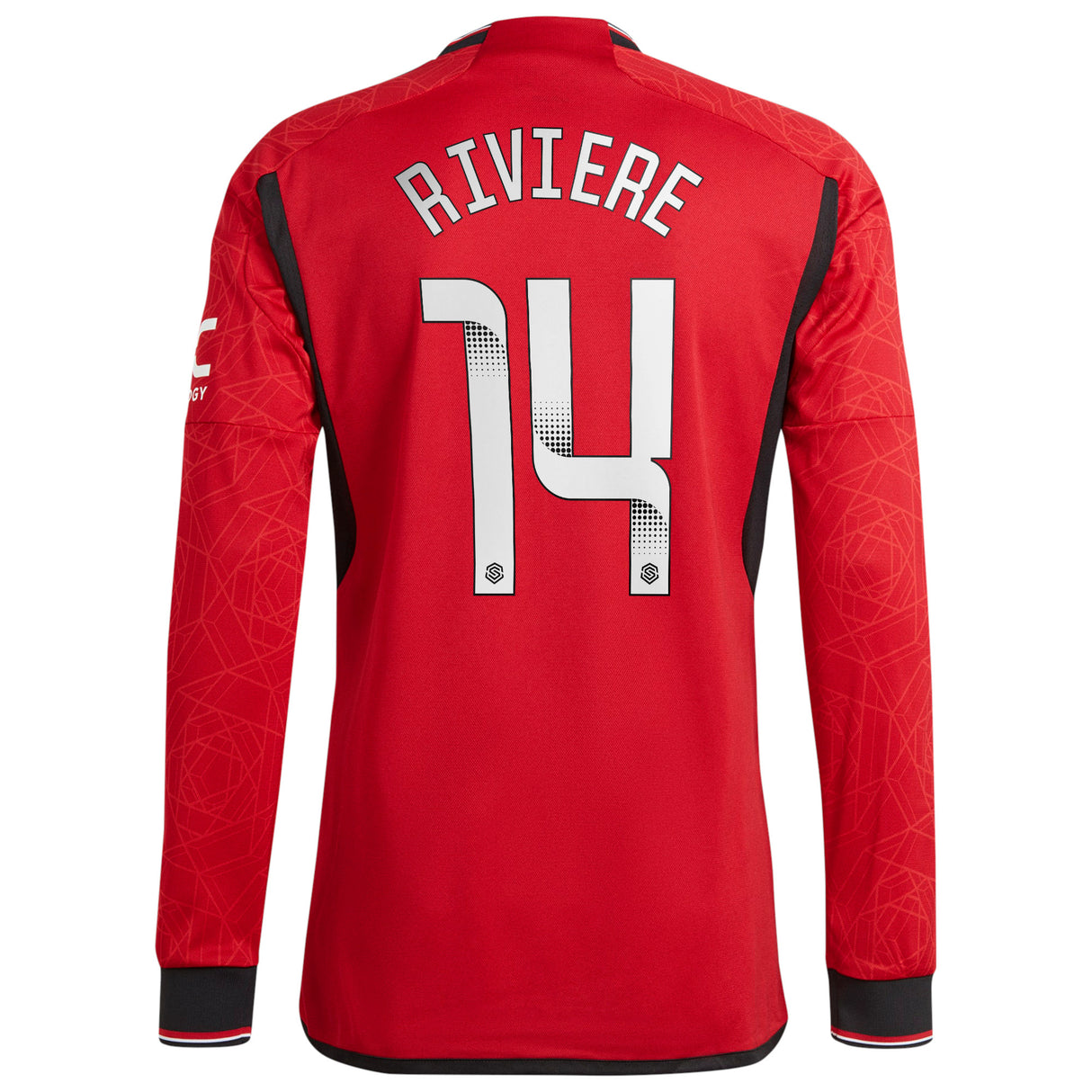 Manchester United WSL adidas Home Authentic Shirt 2023-24 - Long Sleeve with Riviere 14 printing - Kit Captain