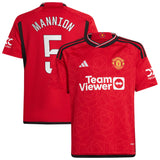 Manchester United WSL adidas Home Shirt 2023-24 - Kids with Mannion 5 printing - Kit Captain