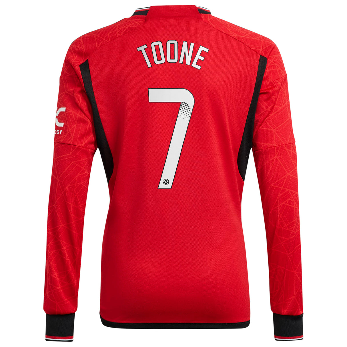 Manchester United WSL adidas Home Shirt 2023-24 - Kids - Long Sleeve with Toone 7 printing - Kit Captain