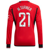 Manchester United WSL adidas Home Shirt 2023-24 - Kids - Long Sleeve with M.Turner 21 printing - Kit Captain