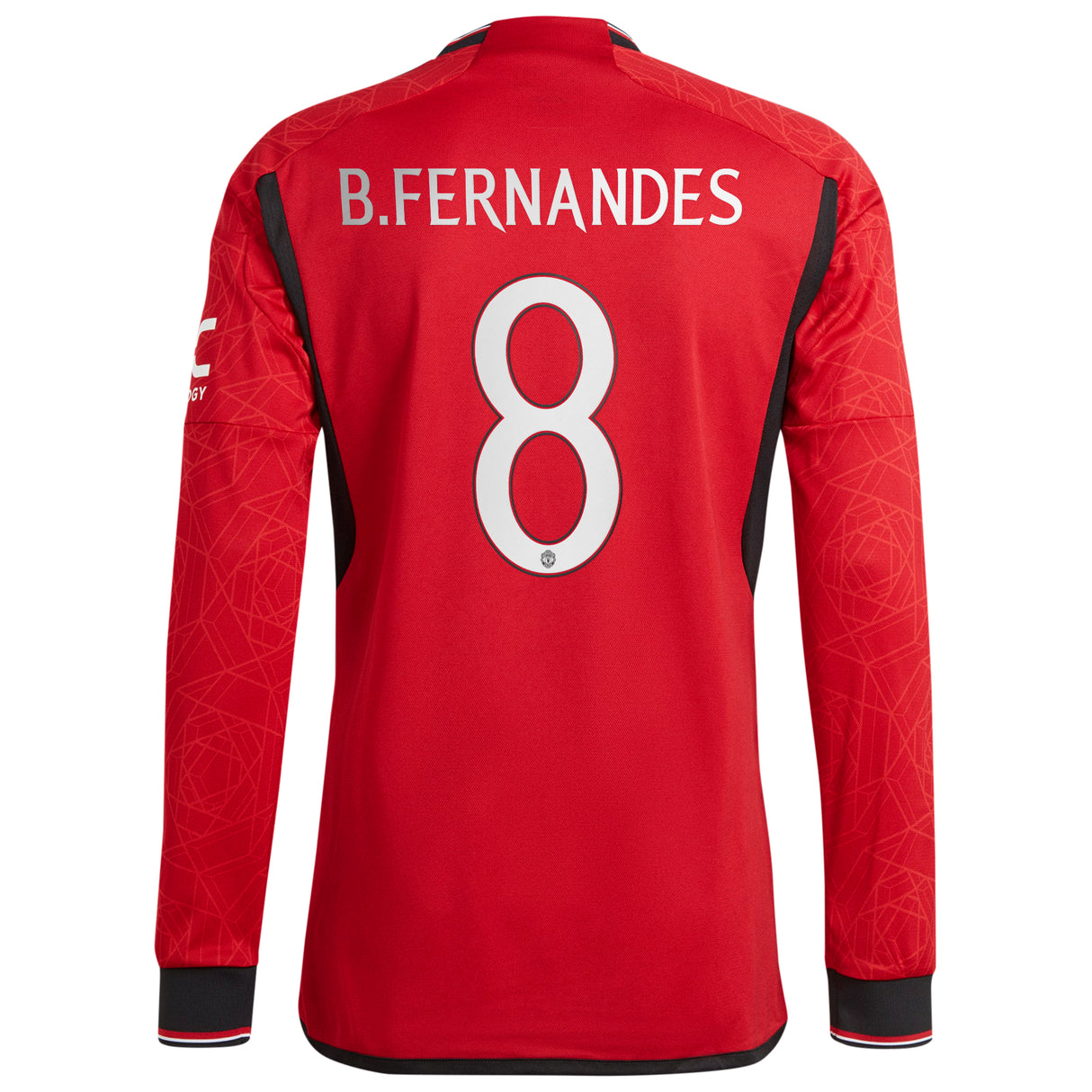 Manchester United Cup Home Authentic Shirt 2023-24 - Long sleeve with B.Fernandes 8 printing - Kit Captain