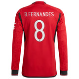 Manchester United Cup Home Authentic Shirt 2023-24 - Long sleeve with B.Fernandes 8 printing - Kit Captain