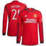 Manchester United Cup Home Authentic Shirt 2023-24 - Long sleeve with Antony 21 printing