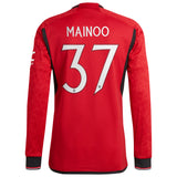 Manchester United Cup Home Authentic Shirt 2023-24 - Long sleeve with Mainoo 37 printing - Kit Captain