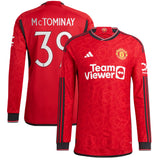 Manchester United Cup Home Authentic Shirt 2023-24 - Long sleeve with McTominay 39 printing - Kit Captain