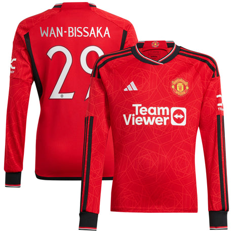 Manchester United Cup Home Shirt 2023-24 - Long Sleeve with Wan-Bissaka 29 printing - Kit Captain