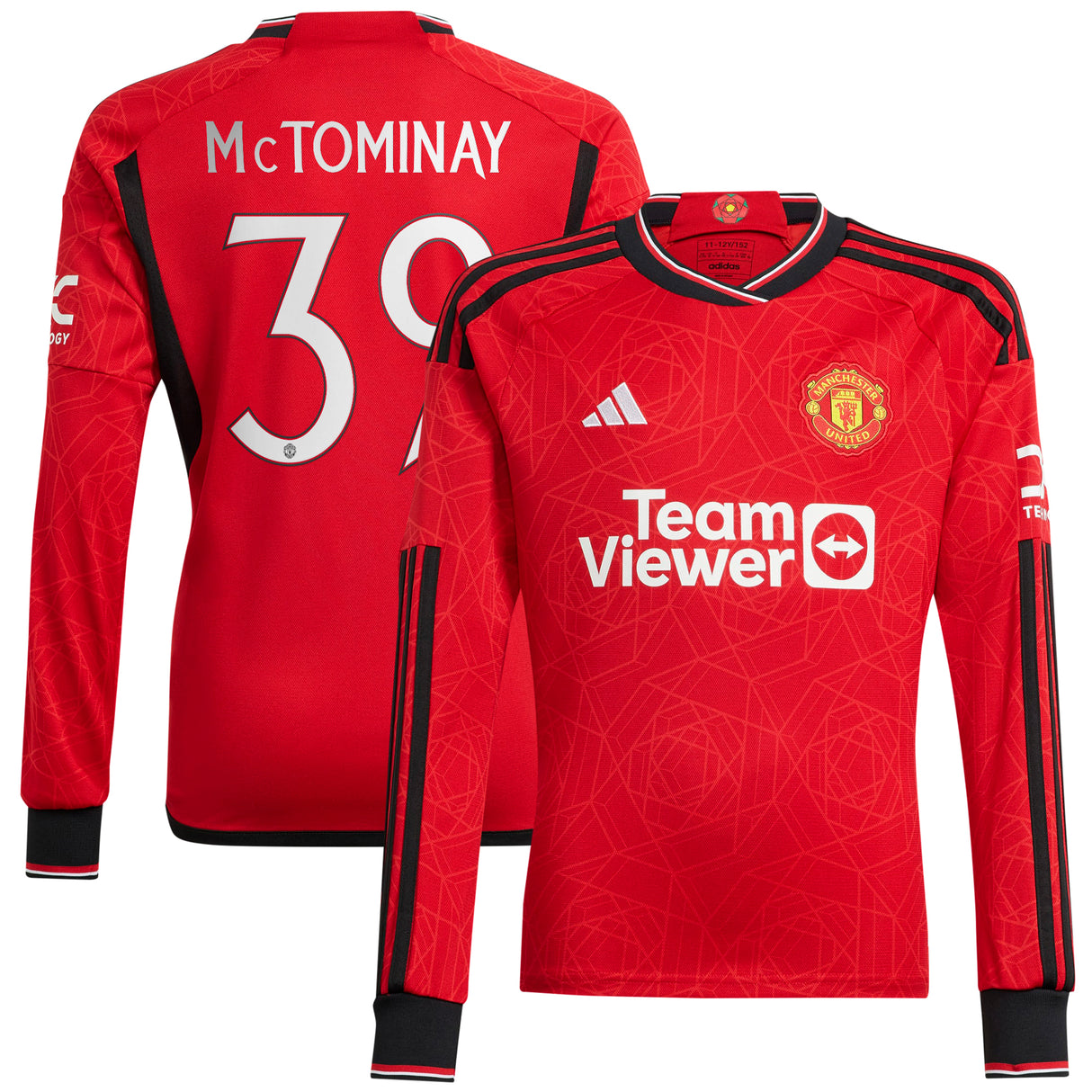 Manchester United Cup Home Shirt 2023-24 - Long Sleeve with McTominay 39 printing - Kit Captain