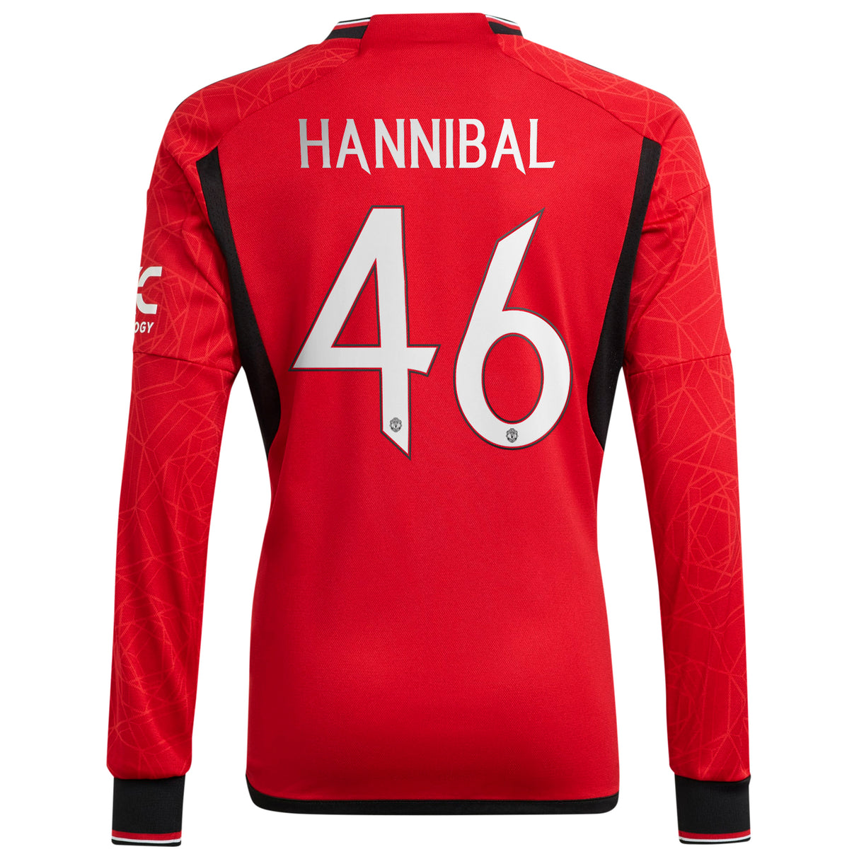 Manchester United Cup Home Shirt 2023-24 - Long Sleeve with Hannibal 46 printing - Kit Captain