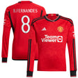 Manchester United Cup Home Shirt 2023-24 - Long Sleeve with B.Fernandes 8 printing - Kit Captain