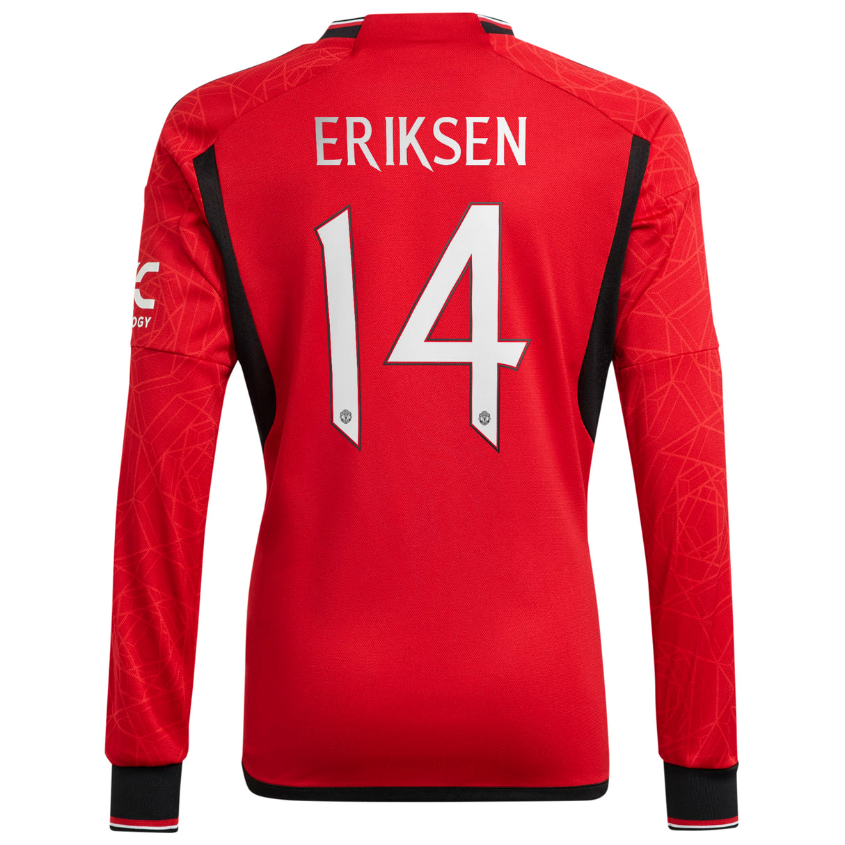 Manchester United Cup Home Shirt 2023-24 - Long Sleeve with Eriksen 14 printing - Kit Captain