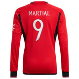 Manchester United Cup Home Shirt 2023-24 - Kids - Long Sleeve with Martial 9 printing - Kit Captain