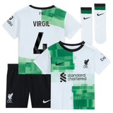 Liverpool Nike Away Stadium Kit - 2023-24 - Infant with Virgil 4 printing - Kit Captain