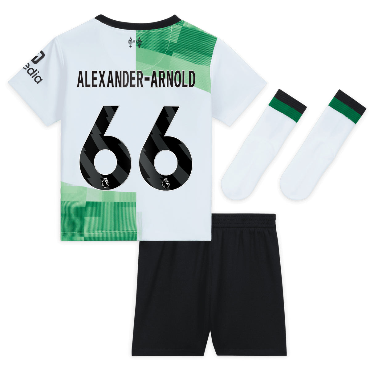 Liverpool Nike Away Stadium Kit - 2023-24 - Infant with Alexander-Arnold 66 printing - Kit Captain