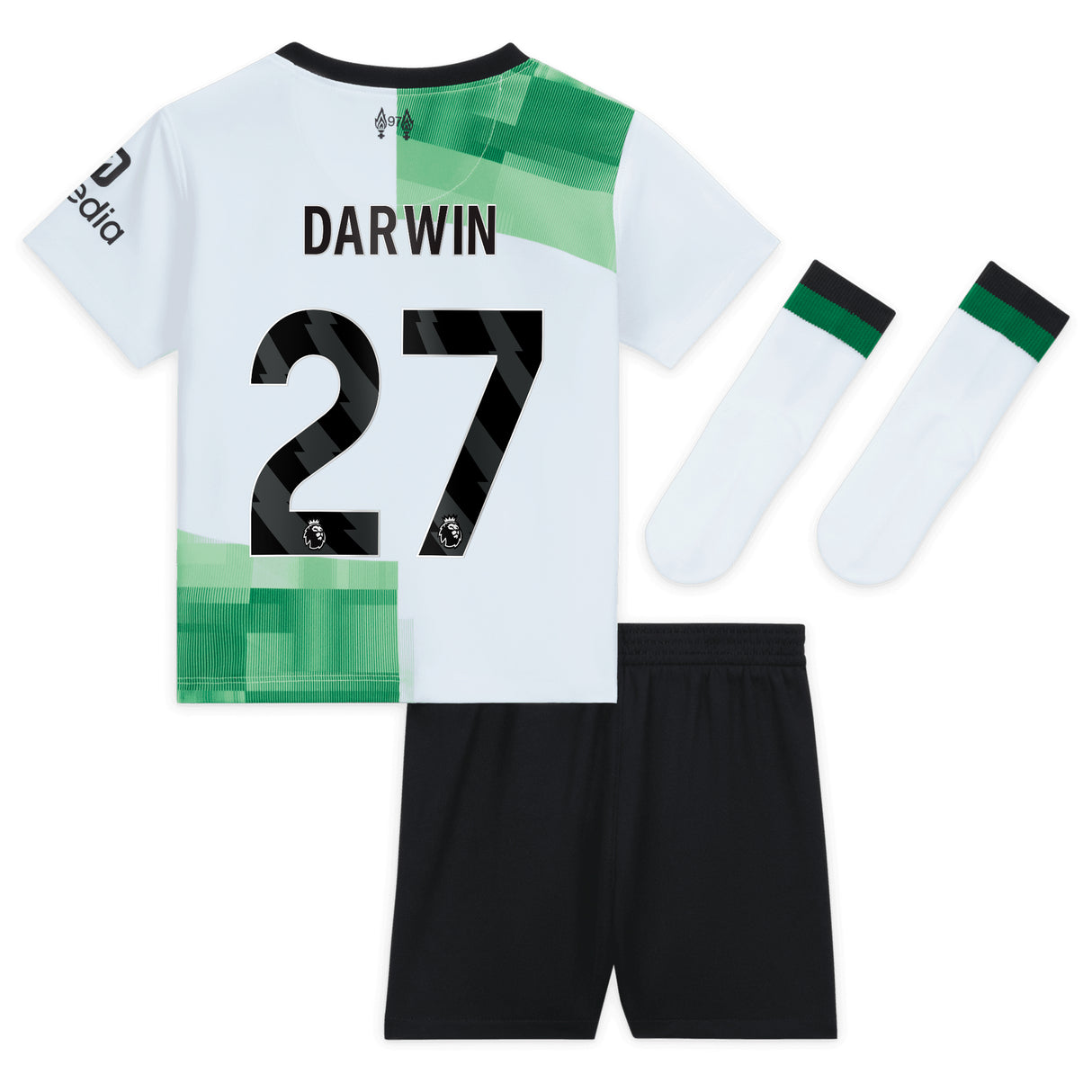 Liverpool Nike Away Stadium Kit - 2023-24 - Infant with Darwin 27 printing - Kit Captain