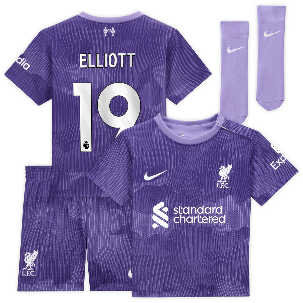 Liverpool Nike Third Stadium Mini Kit 2023-24 - Infant with Elliott 19 printing - Kit Captain