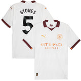 Manchester City Puma Away Authentic Shirt 2023-24 with Stones 5 printing - Kit Captain