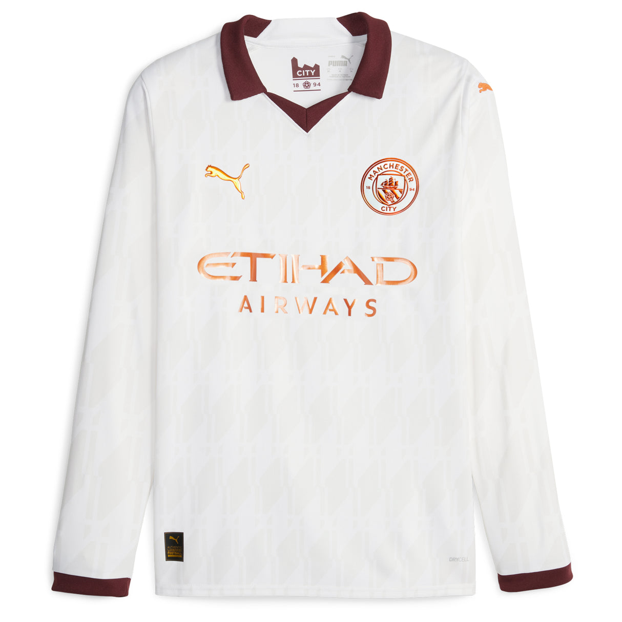 Manchester City Puma Away Shirt 2023-24 - Long Sleeve - Kids with De Bruyne 17 printing - Kit Captain