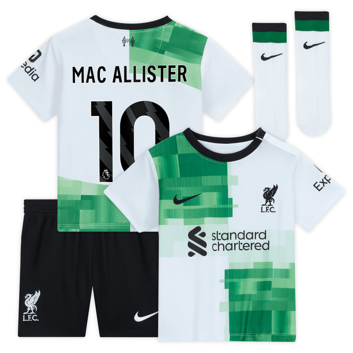 Liverpool Nike Away Stadium Kit - 2023-24 - Infant with Mac Allister 10 printing - Kit Captain