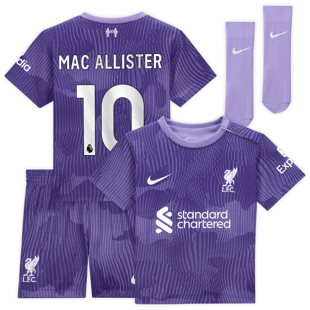 Liverpool Nike Third Stadium Mini Kit 2023-24 - Infant with Mac Allister 10 printing - Kit Captain