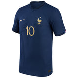 France Home Match Shirt 2022 - Kylian Mbappé 10 - Kit Captain