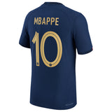 France Home Match Shirt 2022 - Kylian Mbappé 10 - Kit Captain