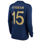 France Home Stadium Shirt Long Sleeve 2022 - Kids - Marcus Thuram 15 - Kit Captain