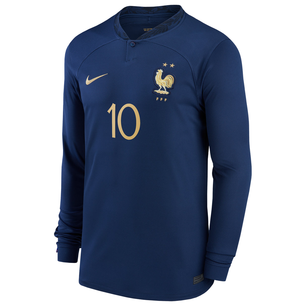 France Home Stadium Shirt Long Sleeve 2022 - Kids - Kylian Mbappé 10 - Kit Captain