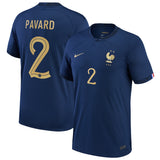 France Home Stadium Shirt 2022 - Kids - Benjamin Pavard 2 - Kit Captain