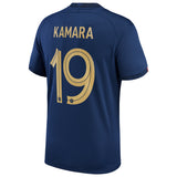 France Home Stadium Shirt 2022 - Kids with Kamara 19 printing - Kit Captain