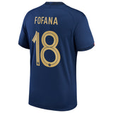 France Home Stadium Shirt 2022 with Fofana 18 printing - Kit Captain