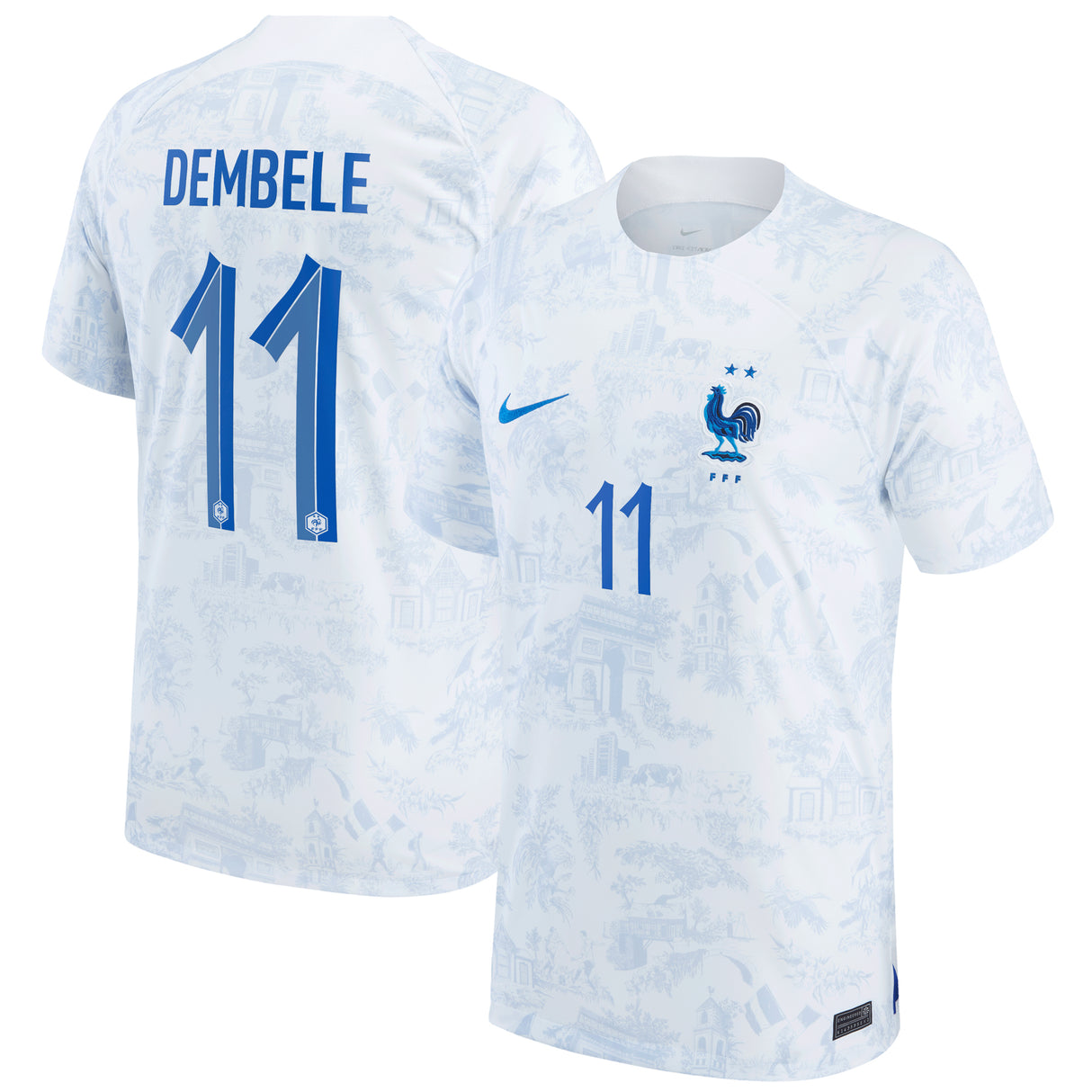 France Away Stadium Shirt 2022 - Kids - Ousmane Dembélé 11 - Kit Captain