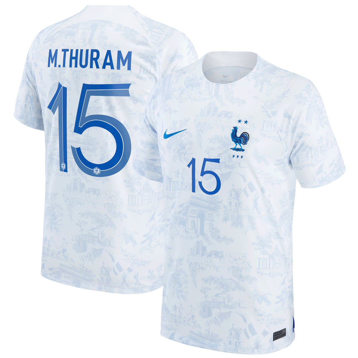 France Away Stadium Shirt 2022 - Marcus Thuram 15 - Kit Captain