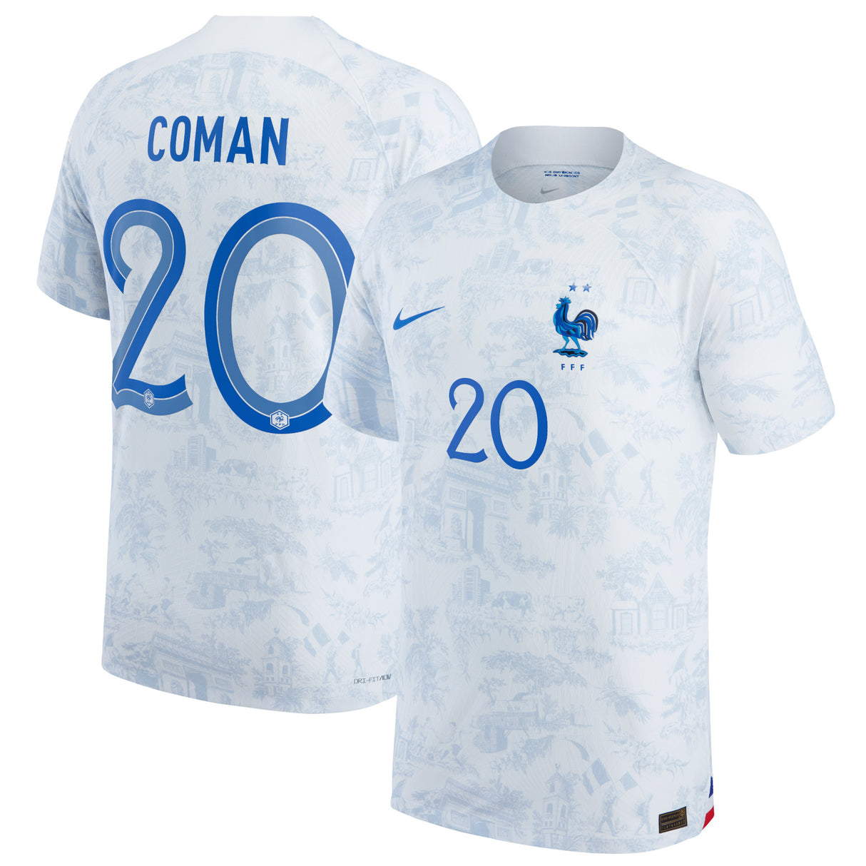 France Away Match Shirt 2022 - Kingsley Coman 20 - Kit Captain