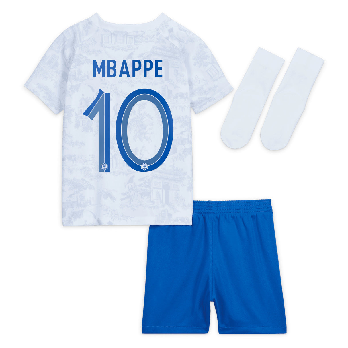 France Away Stadium Kit 2022 - Infants - Kylian Mbappé 10 - Kit Captain