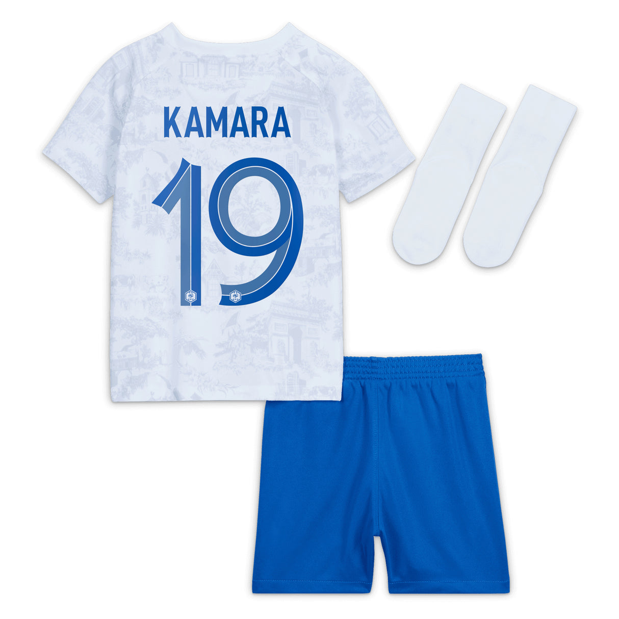 France Away Stadium Kit 2022 - Infant with Kamara 19 printing - Kit Captain