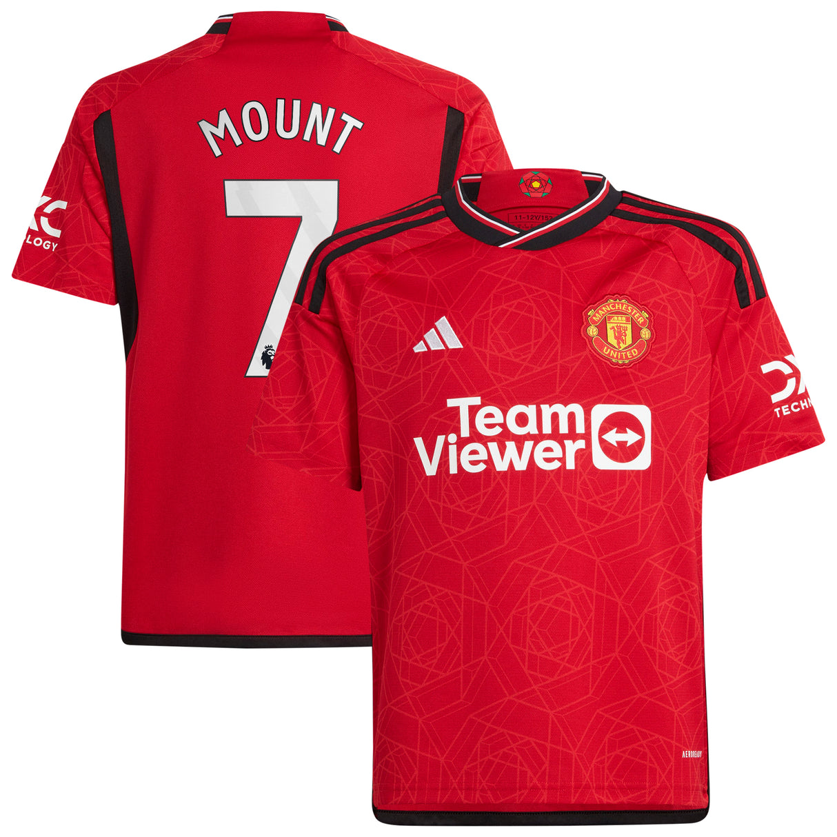 Manchester United EPL adidas Home Shirt 2023-24 - Kids - with Mount 7 printing - Kit Captain