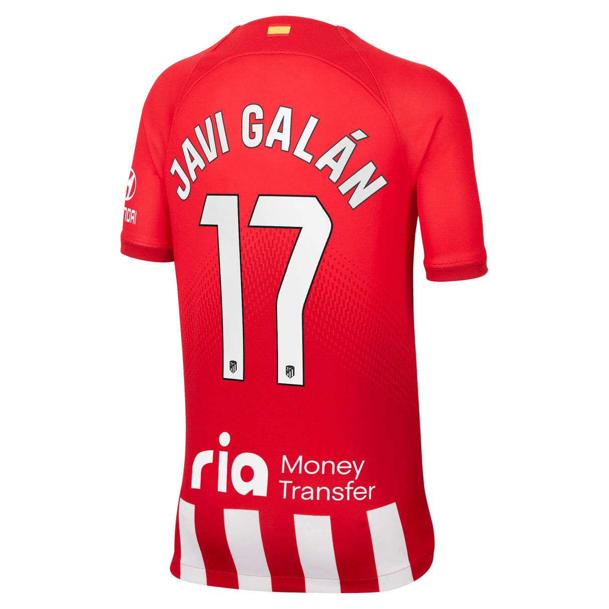 Atlético de Madrid Nike Home Stadium Shirt 2023-24 - Kids with Javi Galán 17 printing - Kit Captain